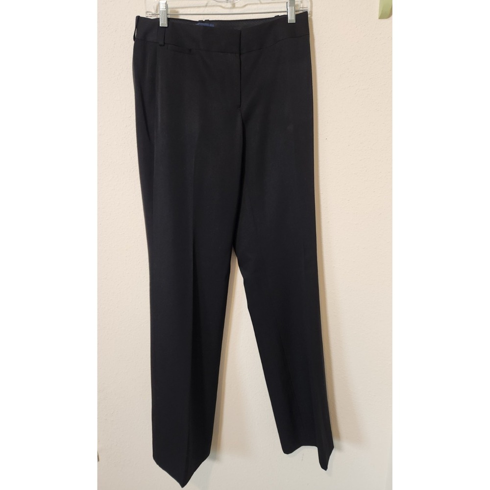 Vintage J. Crew City Fit Wool Pants Black Womens Mid-Rise Wide Leg 8 Tall Lined